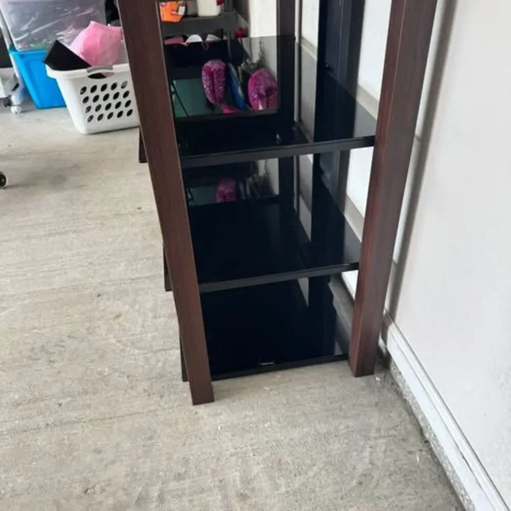 Tv stand 4-Tier Glass and Wood Audio Media Rack
